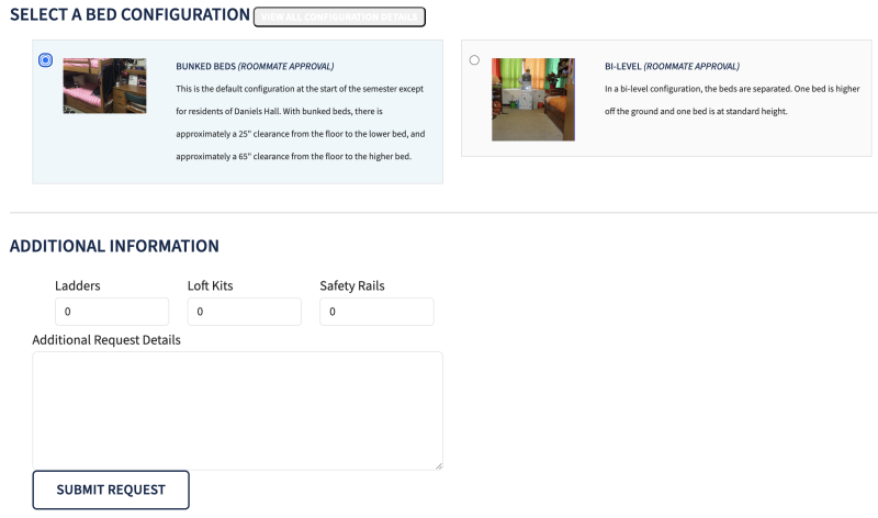 Selecting a Bed Configuration before you move-in at UIUC Dormitory