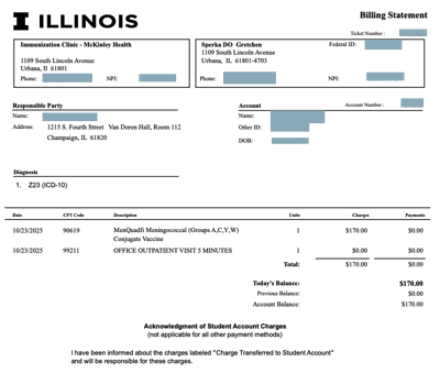 Reimbursement after Vaccination at McKinley Health Center